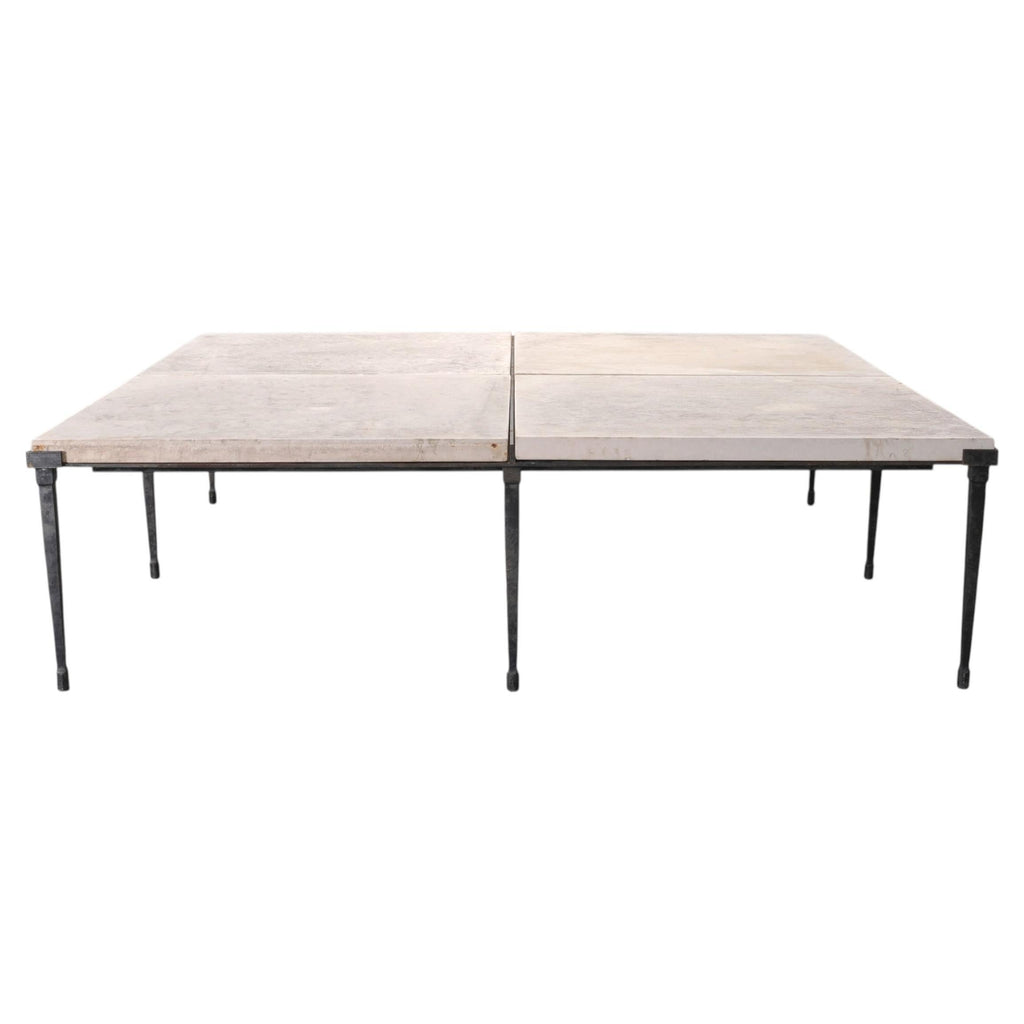 Holly Hunt Rue de Seine Limestone and Iron Cocktail Table 5 Ft