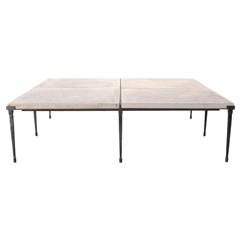 Holly Hunt Rue de Seine Limestone and Iron Cocktail Table 5 Ft