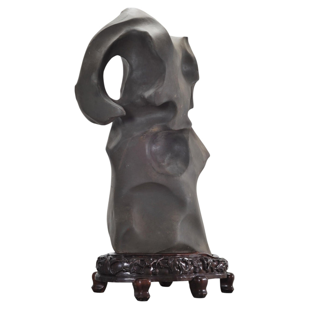 Monumental Chinese Scholar's Water Stone on Carved Base 5 Ft
