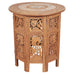 Moorish Style Carved Teak Inlaid Round Tabouret Drink Table
