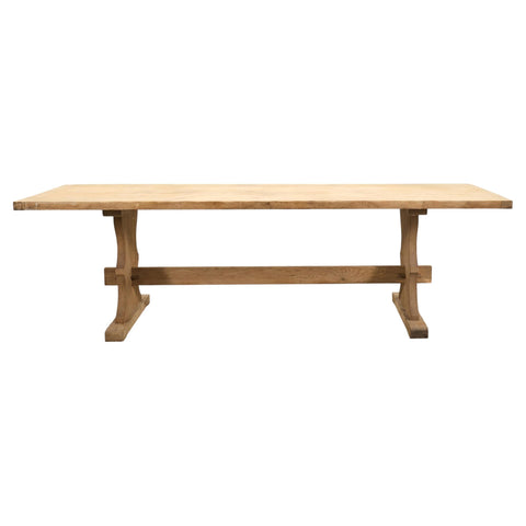 Country French Bleached Oak Farmhouse Trestle Dining Table 8 Ft