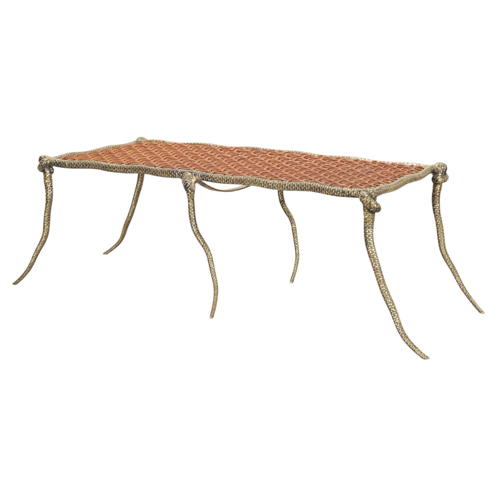 Sylvan S.F. Brass Leather Strap Viper Bench or Cocktail Table