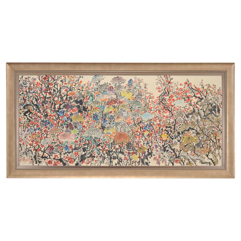 Japanese Floral and Blossom Panorama Watercolor Painting 6 Ft