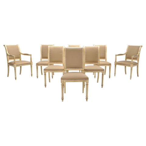 Set of Eight French Louis XVI Style Painted Dining Chairs