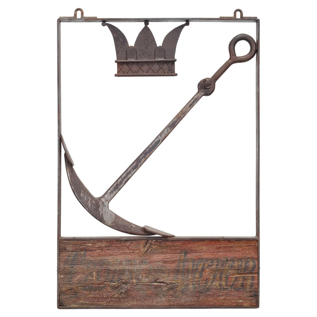 British Crown & Anchor Iron Hanging Tavern or Pub Sign