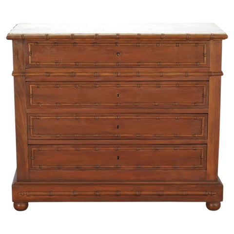 English Faux Bamboo Aesthetic Movement Marble Top Commode Dresser