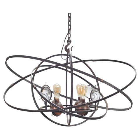 Orbital Atomic Age Iron and Copper Chandelier by Jefferson Mack