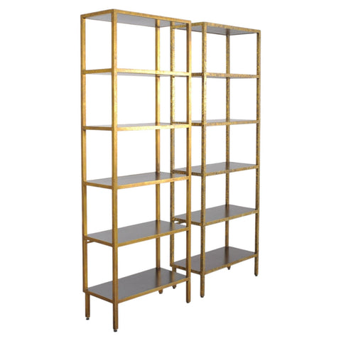 Pair of Oly Studio Gilt Iron 'Stella' Étagères Bookcase Shelves