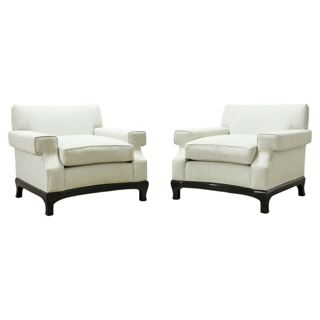 Pair of A. Rudin 619 Modern Ebonized Ming Style Lounge Chairs