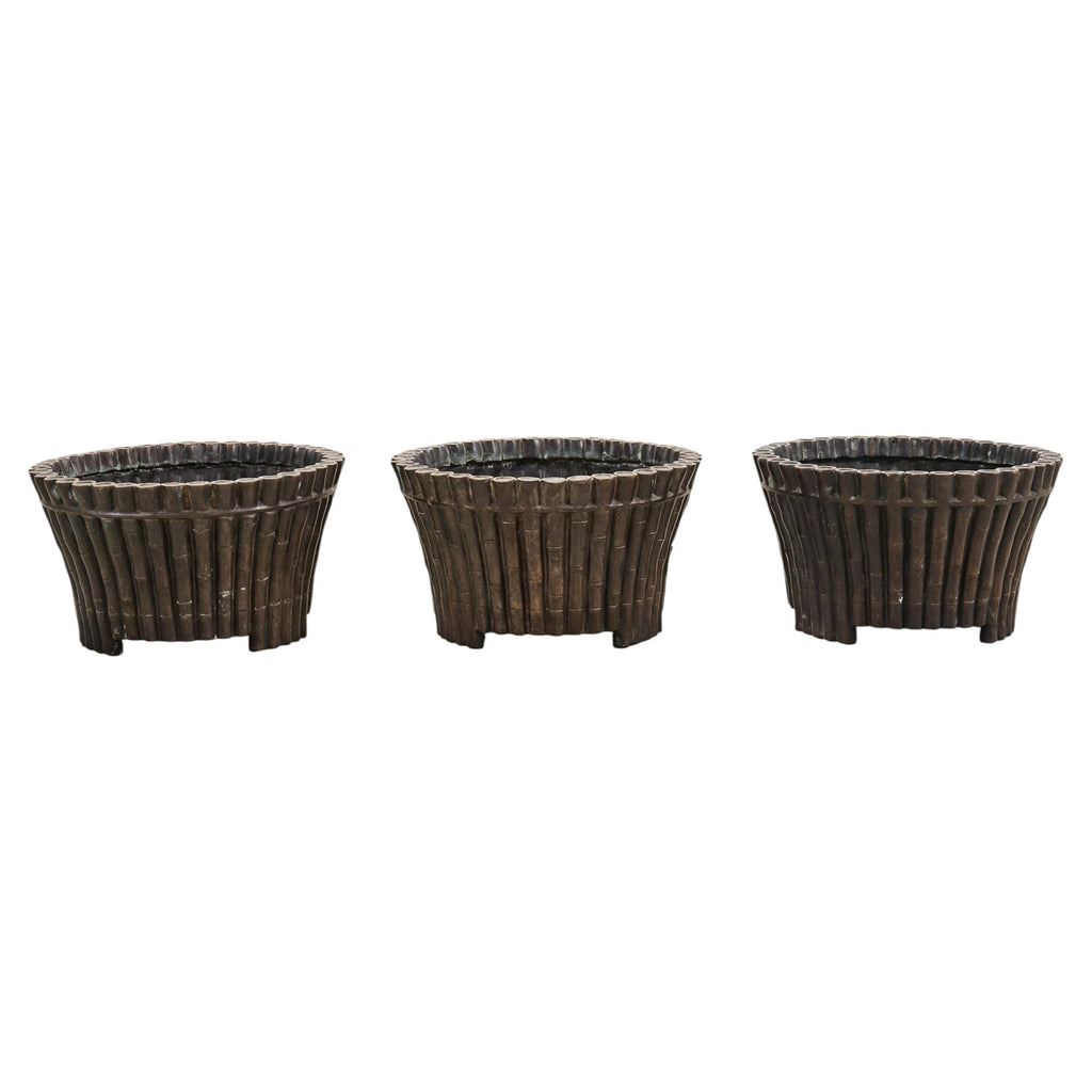 Set of Three Bronzed Faux-Bamboo Jardinières or Planters