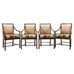 Set of Four McGuire Rattan Target Upholstered Dining Armchairs
