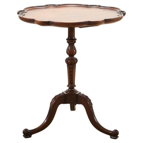 Georgian Style Carved Mahogany Pie Crust Tripod Drinks Table