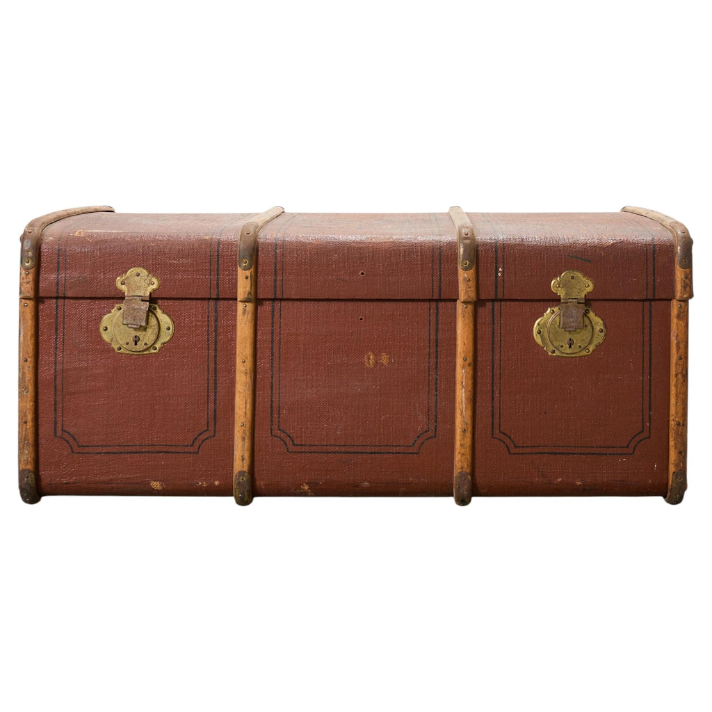 Early 20th Century Art Deco Canvas and Bentwood Steamer Trunk
