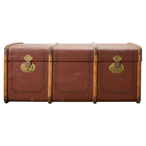 Early 20th Century Art Deco Canvas and Bentwood Steamer Trunk