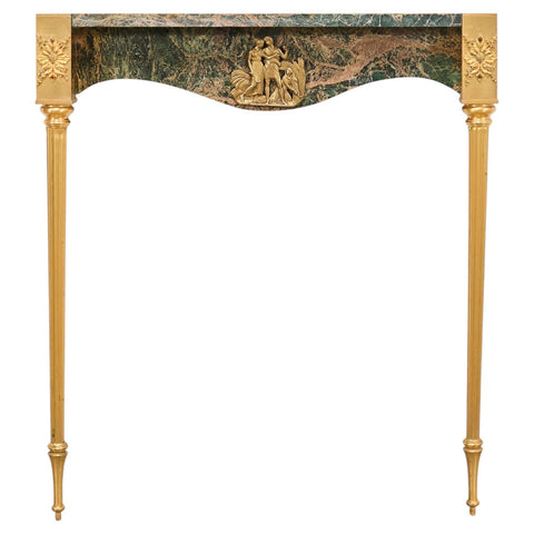 French Napoleon Empire Style Marble Bronzed Wall Console Table