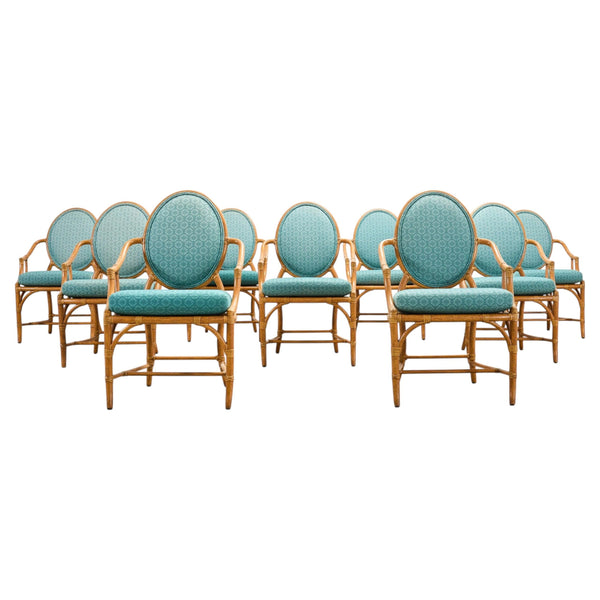 Set of Ten McGuire Organic Modern Rattan Cane Dining Chairs