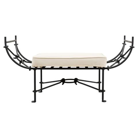 Neoclassical Style Horned Aluminum Bench after Diego Giacometti
