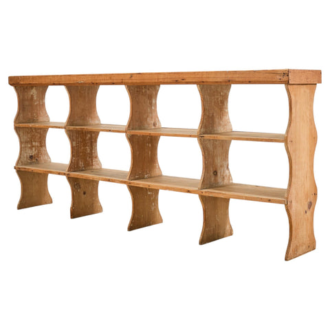 19th C. French Country Pine Farmhouse Cupboard Shelf Étagère 7 Ft