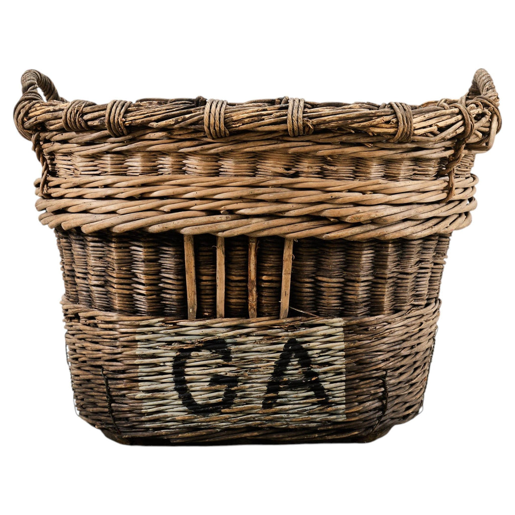 French Champagne Grape Vineyard Harvest Woven Wicker Basket