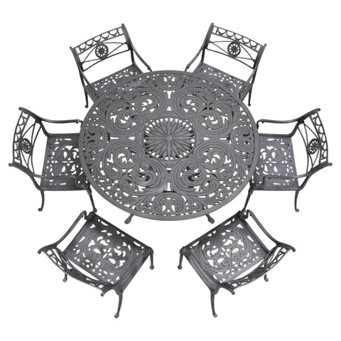 Kenneth Lynch Style Star and Dolphin Garden Table and Six Chairs