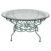 O.W. Lee American Regency Style Wrought Iron and Glass Scrolled Garden Table
