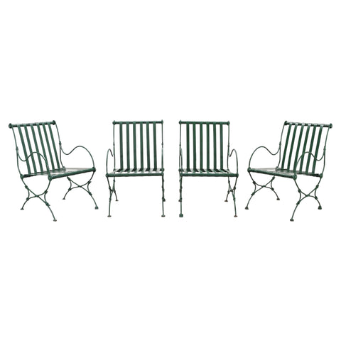 Set of Four O.W. Lee Wrought Iron Garden Patio Dining Armchairs