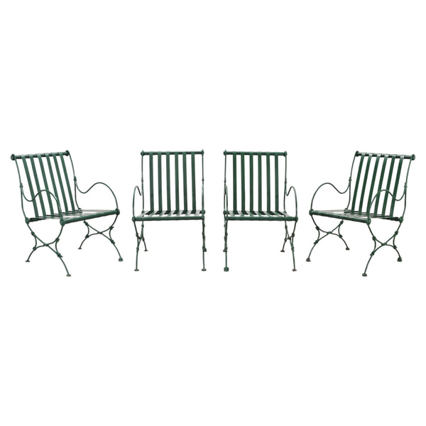 Set of Four O.W. Lee Wrought Iron Garden Patio Dining Armchairs