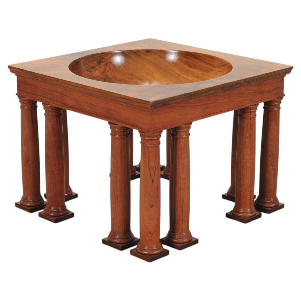 Neoclassical Greco-Roman Walnut Bubinga Rosewood Signed Bowl