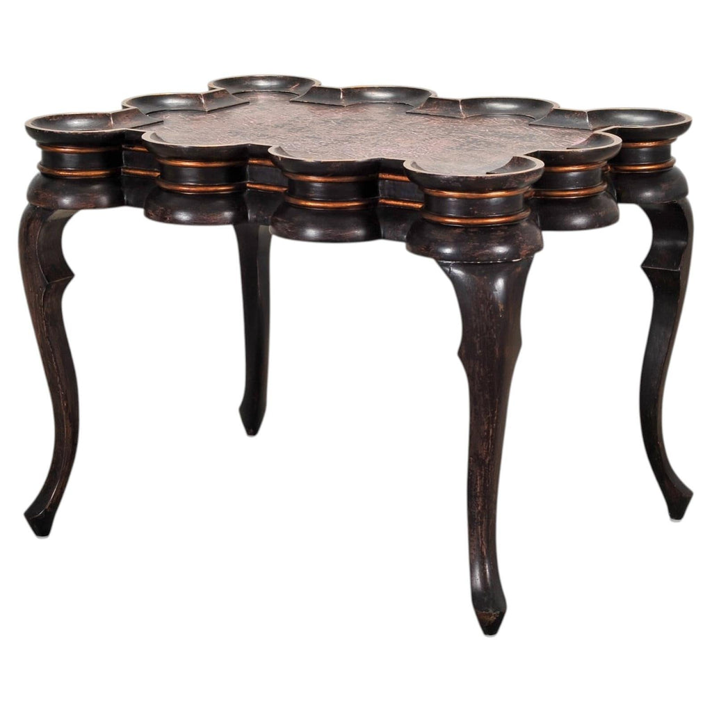 Rose Tarlow Style Chinoiserie Scalloped Lacquer Coffee Table