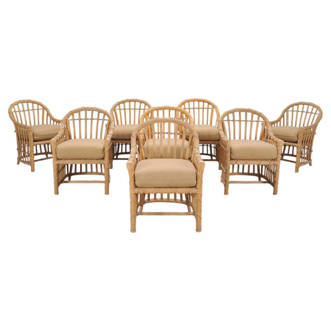 Set of Eight Danny Ho Fong Rattan Garden Dining Armchairs