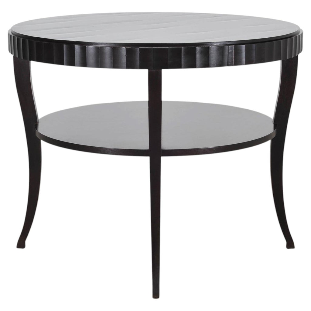 Barbara Baker for Baker Art Deco Walnut Fluted Center Table