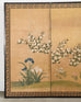 Japanese Showa Four Panel Screen Spring Flowers on Gilt