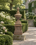 Neoclassical Cast Stone Garden Finial on Pedestal 44 Inch