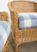 Pair of McGuire Rattan Wicker Lounge Chairs and Ottoman