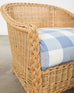 Pair of McGuire Rattan Wicker Lounge Chairs and Ottoman