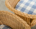 Pair of McGuire Rattan Wicker Lounge Chairs and Ottoman