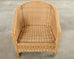 Pair of McGuire Rattan Wicker Lounge Chairs and Ottoman