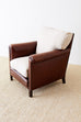 Art Deco Style Leather Club Chair with Down Cushions
