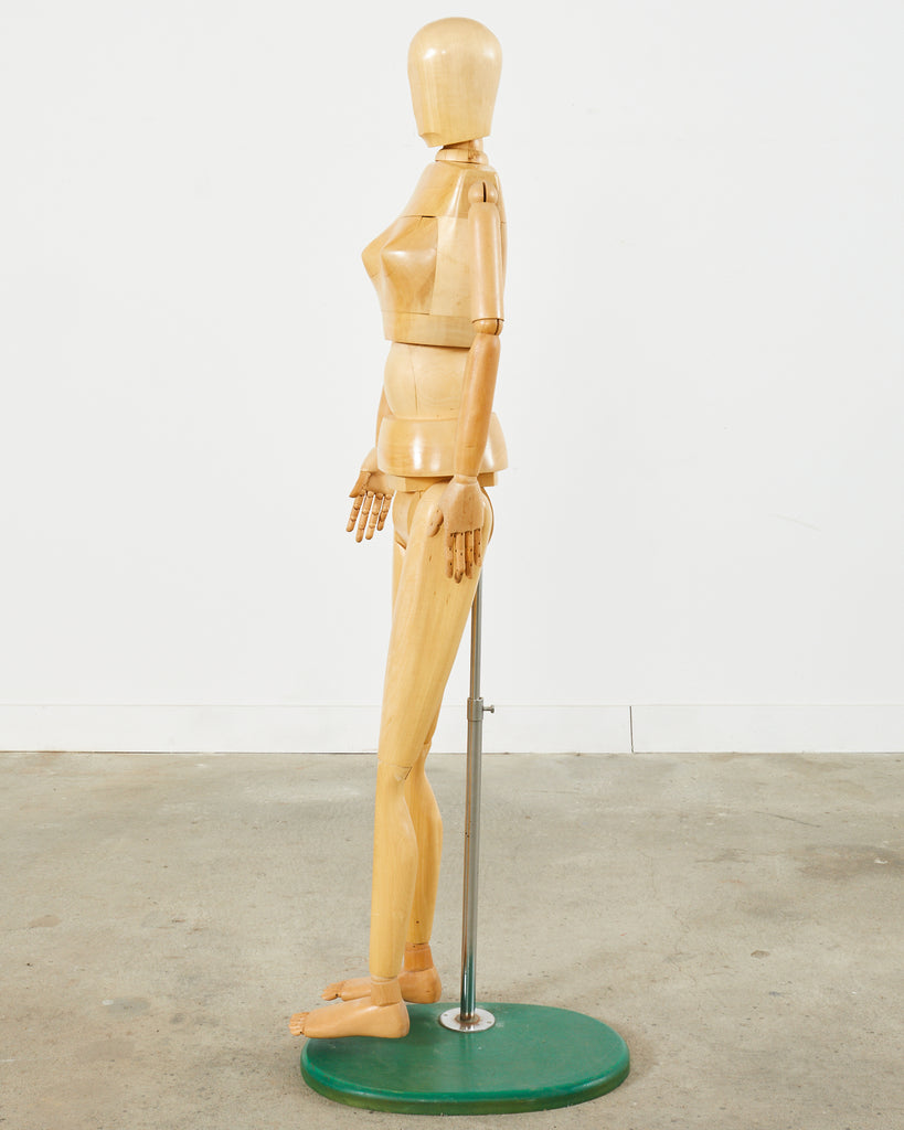 A life size beech wooden artist's model or mannequin, 20th C