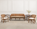 Nest of Three McGuire Rattan Cane Raffia and Oak Side Tables