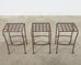 Set of Three Neoclassical Style Aluminum Lattice Seat Barstools