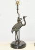 Pair of Maitland-Smith Bronze Monkey Ostrich Table Lamps