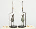 Pair of Maitland-Smith Bronze Monkey Ostrich Table Lamps
