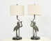 Pair of Maitland-Smith Bronze Monkey Ostrich Table Lamps