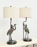 Pair of Maitland-Smith Bronze Monkey Ostrich Table Lamps