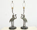 Pair of Maitland-Smith Bronze Monkey Ostrich Table Lamps