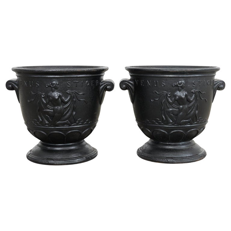 Pair of Swedish Venus Rising Urn Planters