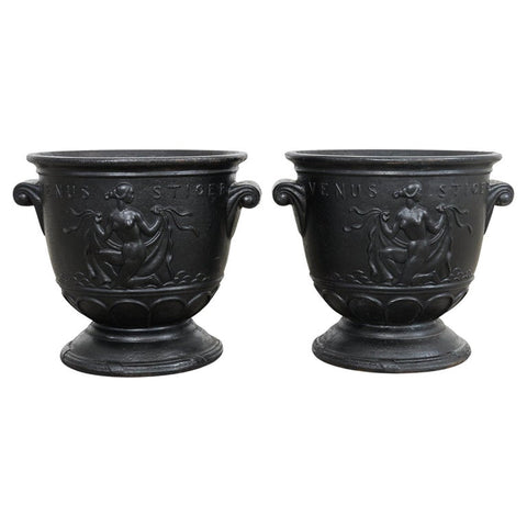 Pair of Swedish Venus Rising Urn Planters