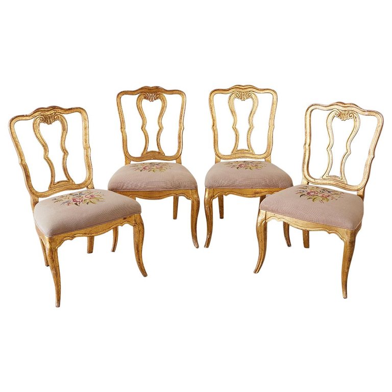 Italian Giltwood Venetian Style Dining Chairs