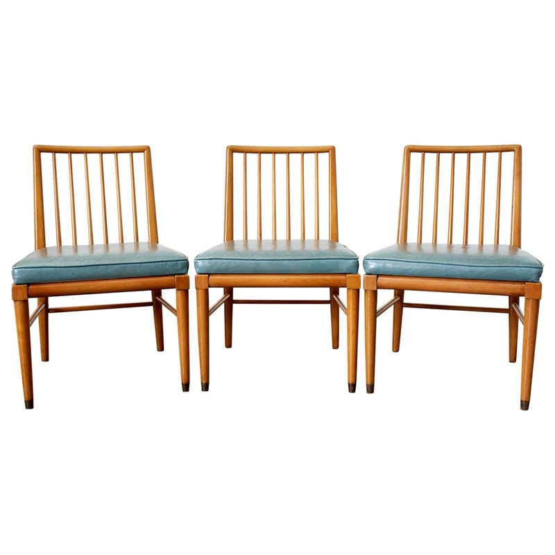 Set of Three Scandinavian Modern Spindle Back Chairs